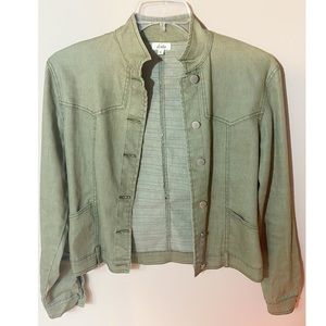 Green military style Jean jacket